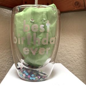 🔹NEW Thimble press Slant Double Wall Stemless Glass Best Birthday Ever….